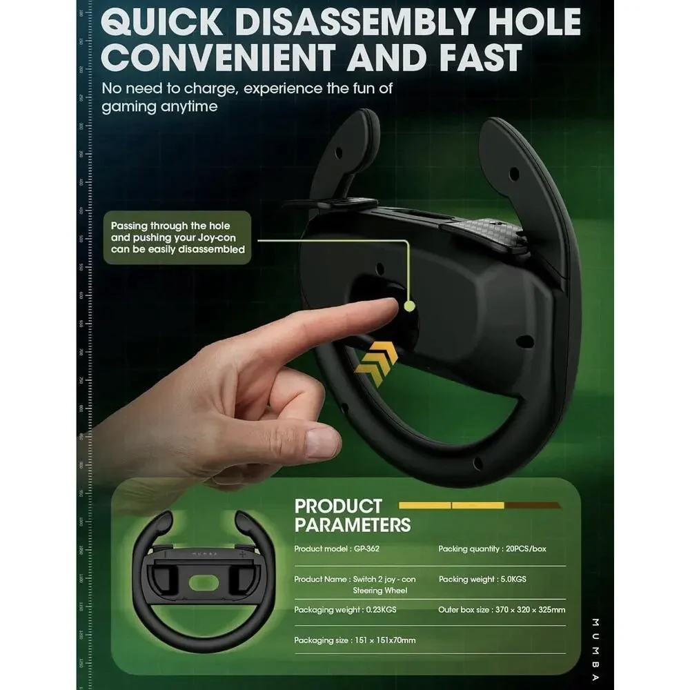Mumba Steering Wheel for Nintendo Switch 2 JonCons 2025, Box Damaged - New!